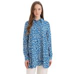 DeFacto Regular Fit Desenli Uzun Kollu Tesettür Gömlek Tunik, S, Z5833AZ25SP, Mavi-BE314, Kadın