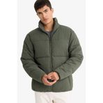 DeFacto Regular Fit Dik Yaka Astarlı Fermuarlı Cepli Kışlık Mont, L, Regular Fit Dik Yaka Astarlı Fermuarlı Cepli Kışlık Mont, Haki-KH430, Erkek
