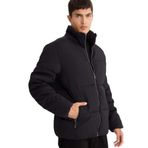 DeFacto Regular Fit Dik Yaka Astarlı Fermuarlı Cepli Kışlık Mont, M, Regular Fit Dik Yaka Astarlı Fermuarlı Cepli Kışlık Mont, Siyah-BK27, Erkek