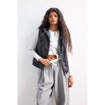 DeFacto Regular Fit Dik Yaka Suni Deri Yelek, S, Regular Fit Dik Yaka Suni Deri Yelek, Siyah-BK27, Erkek