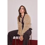DeFacto Regular Fit Düğmeli Kısa Suni Kürk Mont, XL, Regular Fit Düğmeli Kısa Suni Kürk, Bej-BG501, Kadın