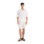 DeFacto Regular Fit Düz Paça Keten Karışımlı Bermuda Şort, 34, D4277AX25SM, Bej-BG588, Erkek