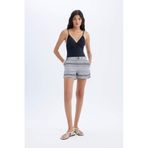 Defacto Regular Fit Etnik Desenli Deniz Şortu, M, T5232AZ24SM, Siyah, Kadın