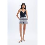 Defacto Regular Fit Etnik Desenli Deniz Şortu, Xs, T5232AZ24SM, Siyah, Kadın