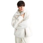 DeFacto Regular Fit Fermuarlı Suni Kürk Mont, S, Regular Fit Fermuarlı Suni Kürk Mont, Ekru-ER128, Kadın