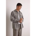 DeFacto Regular Fit Fitilli Kadife Uzun Kollu Gömlek, XS, 26K801001200_D8010060, Gri, Erkek