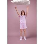 DeFacto Regular Fit Fitilli Kaşkorse Şort Tişört 2'li Pijama Takımı Kız Çocuk H8104A826SM - Mor-PR67 - 11 - 12 Yaş