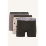 DeFacto Regular Fit Hayvan Desenli 3'lü Boxer, L, G9306AX26SP, Antrasit-AR221, erkek