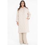 DeFacto Regular Fit Kapüşonlu Çıtçıtlı Cepli Kapitoneli Parka, 2XL, Regular Fit Kapitoneli Parka, ECRU, Kadın