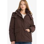 DeFacto Regular Fit Kapüşonlu Kadife Mont, S, Regular Fit Kapüşonlu Kadife Mont, Kahve-BN530, Kadın