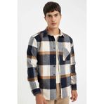 DeFacto Regular Fit Kareli Oduncu Flanel Uzun Kollu Gömlek, S, 3163246, Lacivert, Erkek
