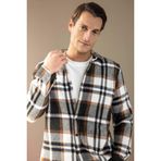 DeFacto Regular Fit Kareli Oduncu Flanel Uzun Kollu Gömlek, XS, S9275AZ24AU, Haki, Erkek