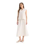 DeFacto Regular Fit Kargo Cepli Keten Karışımlı Midi Etek, 44, F0992AX25HS, Ekru-ER37, Kadın
