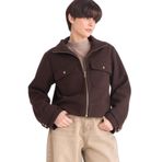 DeFacto Regular Fit Kaşe Kaban Kahve, L, Regular Fit Kaşe, Kahve-BN530, Kadın