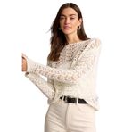 DeFacto Regular Fit Kayık Yaka Ajurlu Kazak, L, F7079AX25AUER105-218052, Ekru, Kadın