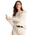 DeFacto Regular Fit Kayık Yaka Ajurlu Kazak, L, F7079AX25AUER105-218052, Ekru, Kadın