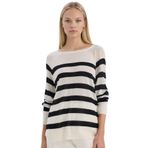 DeFacto Regular Fit Kayık Yaka Çizgili Triko Kazak, 2XL, C6815AX25SP, Ekru-ER105, Kadın