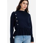 DeFacto Regular Fit Kayık Yaka Kazak, S, H2160AX26SP, Lacivert-NV105, Kadın