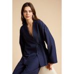 DeFacto Regular Fit Keten Karışımlı Uzun Kollu Tunik H0278AX26SP - Lacivert-NV31