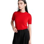DeFacto Regular Fit Kısa Kollu Kazak, L, D3306AX26SP, Kırmızı-RD51, Kadın