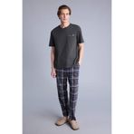 DeFacto Regular Fit Kısa Kollu Pijama Takımı, S, H3281AX26SP, Haki-KH438, erkek