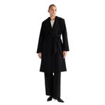DeFacto Regular Fit Kuşaklı Kaşe Kaban, M, Regular Fit Kuşaklı Kaşe Kaban, Siyah-BK27, Kadın