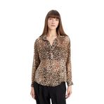 DeFacto Regular Fit Leopar Desenli Uzun Kollu Gömlek Bej XS