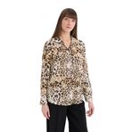 DeFacto Regular Fit Leopar Desenli Uzun Kollu Gömlek, S, I8266AZ25SP, Bej-BG362, Kadın