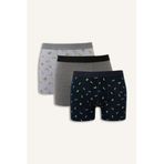DeFacto Regular Fit Meyve Baskılı 3'lü Boxer, 2XL, G9375AX26SP, Lacivert-NV135, erkek