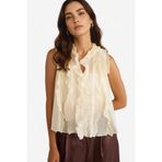 DeFacto Regular Fit Modal Volanlı Kolsuz Bluz Ekru, L, G2997AX25AU, Ekru-ER109, Kadın