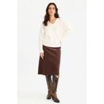 DeFacto Regular Fit Normal Bel Kadife Midi Etek, 42, G1740AX25AU, Kahve-BN341, Kadın
