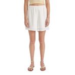 DeFacto Regular Fit Normal Bel Kısa Paça Keten Karışımlı Beyaz Şort, 34, D3989AX24HS, Beyaz-WT32, Kadın