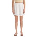 DeFacto Regular Fit Normal Bel Kısa Paça Keten Karışımlı Beyaz Şort, 38, D3989AX24HS, Beyaz-WT32, Kadın