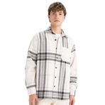 DeFacto Regular Fit Polo Yaka Kareli Oduncu Flanel Uzun Kollu Gömlek, XS, D4133AX24WN, Ekru-ER103, Erkek