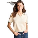 DeFacto Regular Fit Polo Yaka Kazak, L, H6643AX26SP, Beyaz-WT34, Kadın
