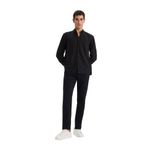 DeFacto Regular Fit Polo Yaka Keten Görünümlü Uzun Kollu Gömlek, XL, E1204AX25SM, Siyah, Erkek