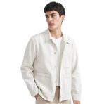 DeFacto Regular Fit Polo Yaka Keten Karışımlı Düğmeli Cepli Yazlık Gömlek Ceket, XS, B4529AX24SP, Bej-BG307, Erkek