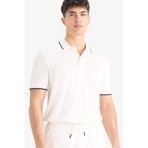 DeFacto Regular Fit Polo Yaka Kısa Kollu Dokulu Beyaz Pike Tişört, 2XL, E2621AX25SM, Beyaz-WT32, Erkek