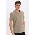 DeFacto Regular Fit Polo Yaka Kısa Kollu Tişört, L, E1215AX25SM, Haki-KH465, Erkek