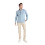 DeFacto Regular Fit Polo Yaka Penye Uzun Kollu Gömlek, S, E8067AX25AU, Mavi-BE422, Erkek