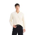 DeFacto Regular Fit Polo Yaka Sweatshirt Ekru XL