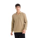 DeFacto Regular Fit Polo Yaka Sweatshirt Haki L