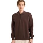 DeFacto Regular Fit Polo Yaka Sweatshirt, M, F2254AX25WN, Kahve-BN192, erkek