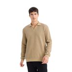 DeFacto Regular Fit Polo Yaka Sweatshirt, S, D7448AX25SP, Haki-KH185, erkek