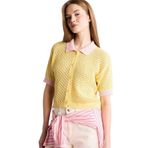 DeFacto Regular Fit Polo Yaka Triko Kazak, M, H6178AX26SM, Sarı-YL250, Kadın