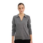 DeFacto Regular Fit Polo Yaka Triko Kazak, S, F0405AX25WN, Gri-GR156, Kadın