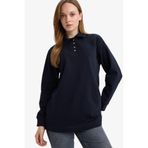 DeFacto Regular Fit Polo Yaka Uzun Kollu Sweatshirt Tunik, L, G6613AX25WN, Lacivert-NV173, Kadın