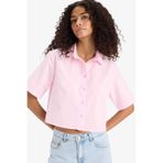 DeFacto Regular Fit Poplin Kısa Kollu Gömlek, M, F8580AX25SM, Pembe-PN205, Kadın
