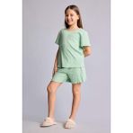 DeFacto Regular Fit Puantiyeli Fitilli Kaşkorse 2'li Pijama Takımı Kız Çocuk H8103A826HS - Yeşil-GN1136 - 11 - 12 Yaş