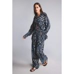 DeFacto Regular Fit Şal Desenli Viskon Plaj Pantolonu C3159AX26SP - Lacivert-NV134 - M